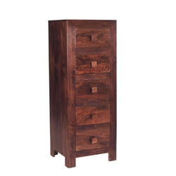 Castiel 5 Tallboy Drawers - Dark Walnut