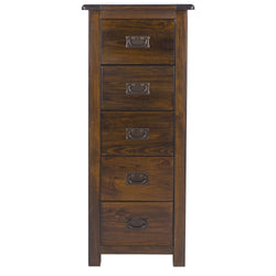 Damon 5 Tallboy Drawers - Dark Wood
