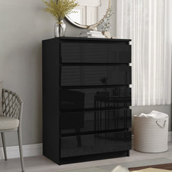 Hideki 5 Tallboy Drawers - High Gloss Black