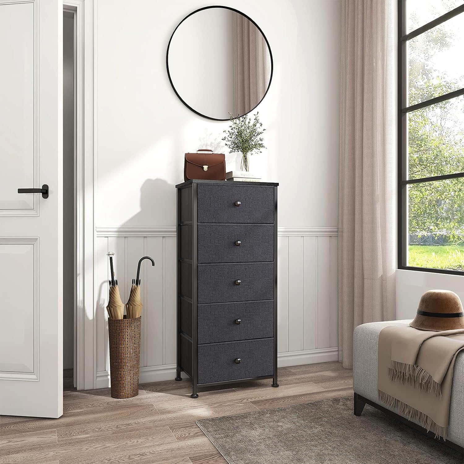 Reid 5 Tallboy Drawers - Black