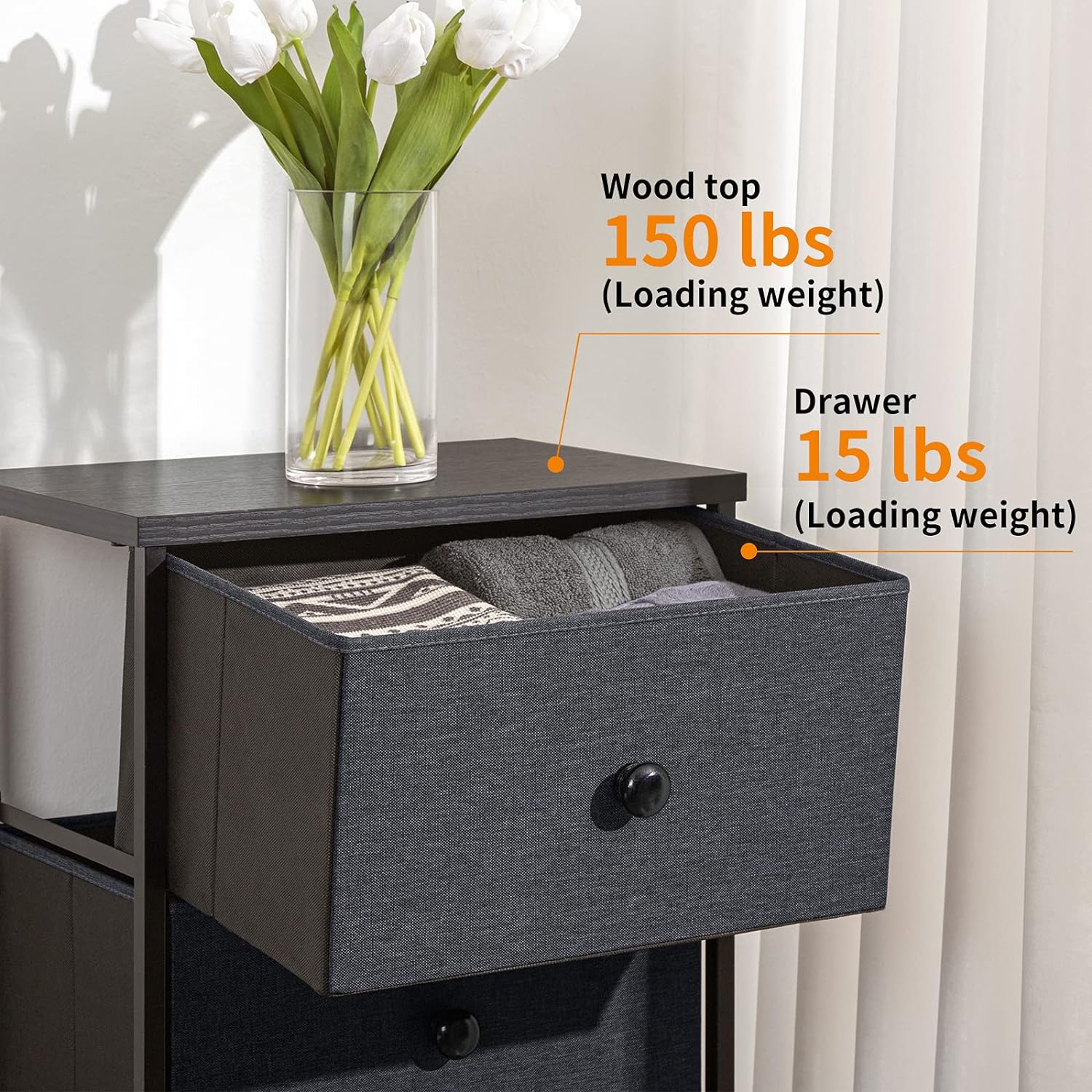 Reid 5 Tallboy Drawers - Black