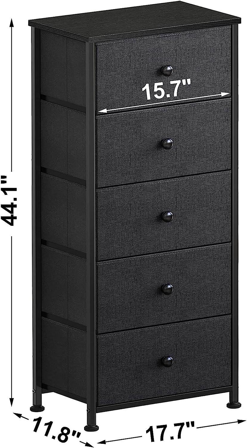 Reid 5 Tallboy Drawers - Black