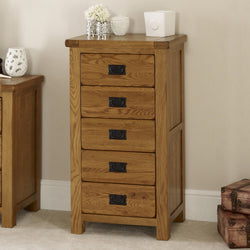 Remy 5 Tallboy Drawers - Rustic Oak