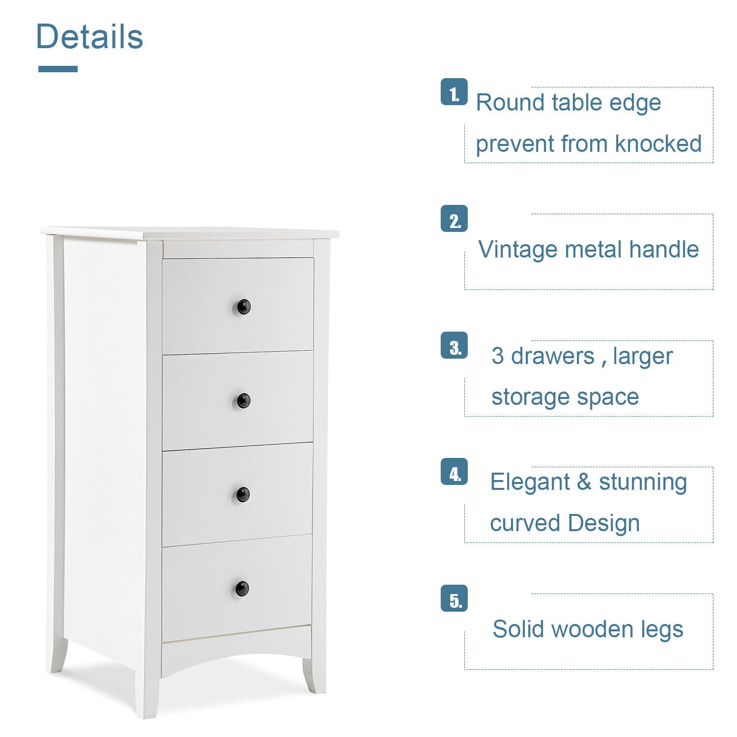 Tinsley 4 Tallboy Drawers - White
