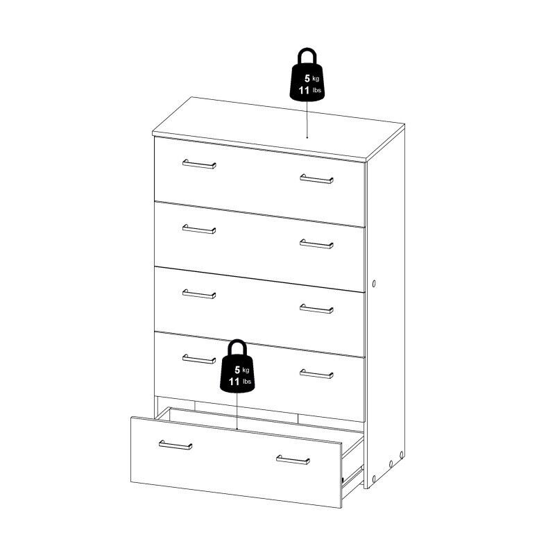 Tyrell 5 Tallboy Drawers - Oak