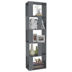 Addie Tall Bookcase - Grey Gloss