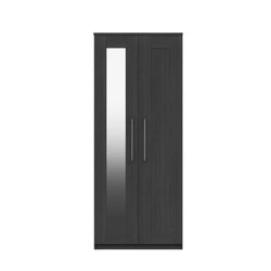 Agatha 2 Door Wardrobe - Mirrored and Graphite