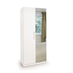 Aliza 2 Door Wardrobe - Mirrored and White