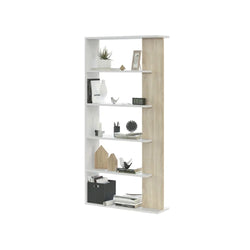 Arya Tall Bookcase - White and Oak Laminate