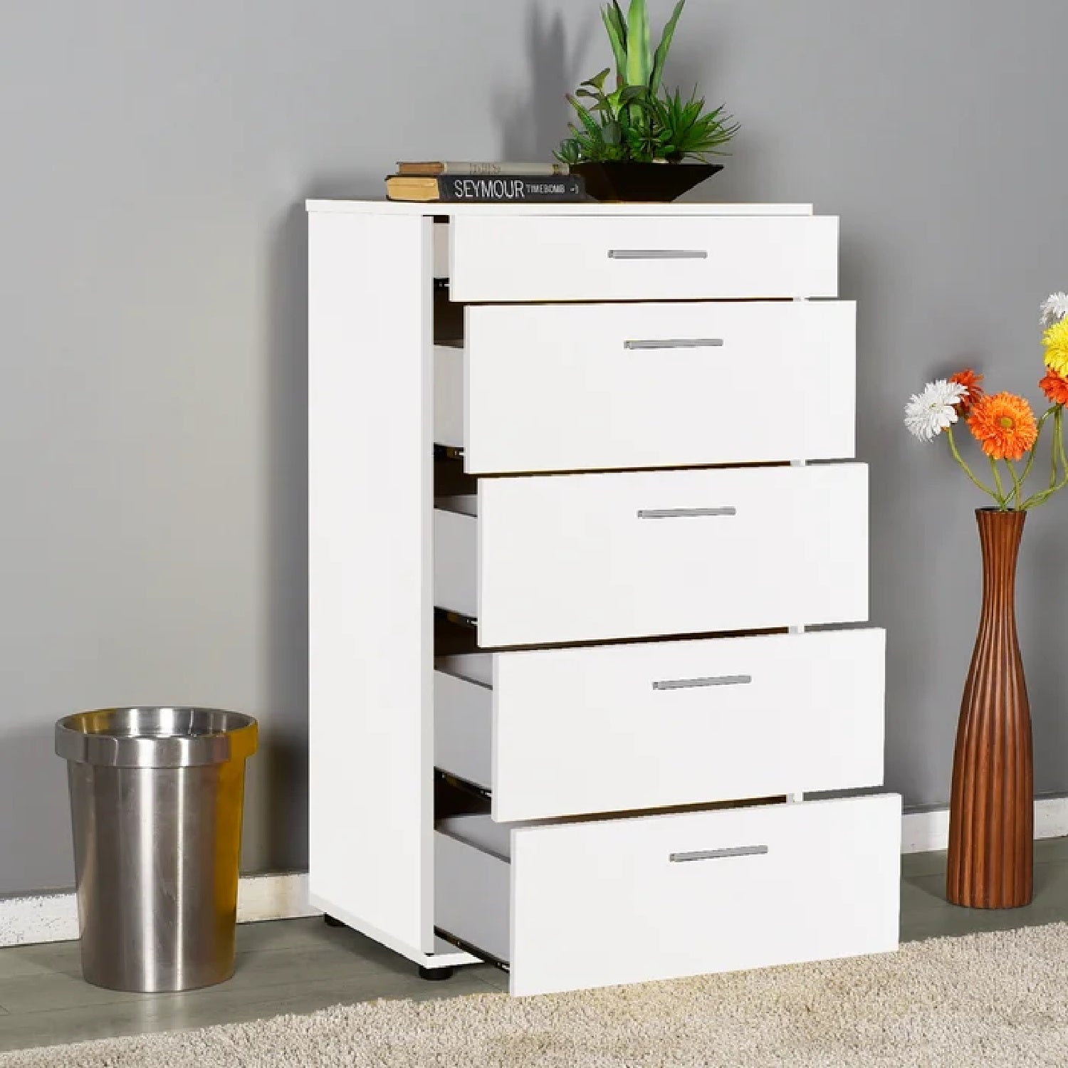 Bjorn 5 Tallboy Drawers - White