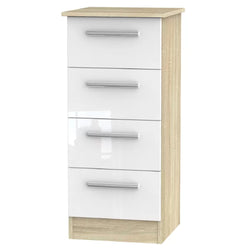 Cyra 4 Drawer Tallboy - White Gloss and Bardolino