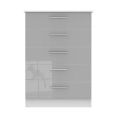 Cyra 76.5cm W 5 Drawer Tallboy - White and Grey Gloss