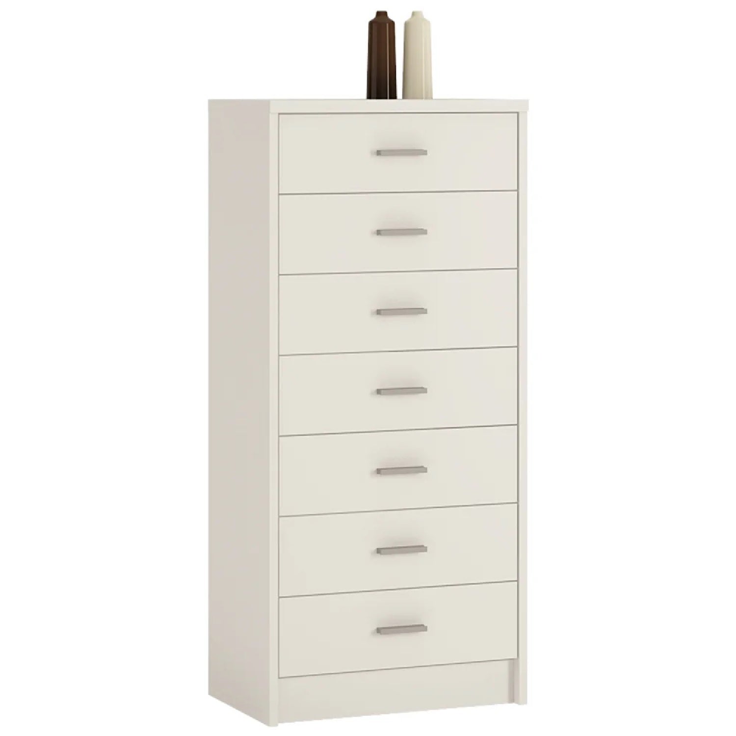 Domini 7 Tallboy Drawers - Pearl White