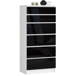 Elora 6 Drawer Tallboy - Black Gloss