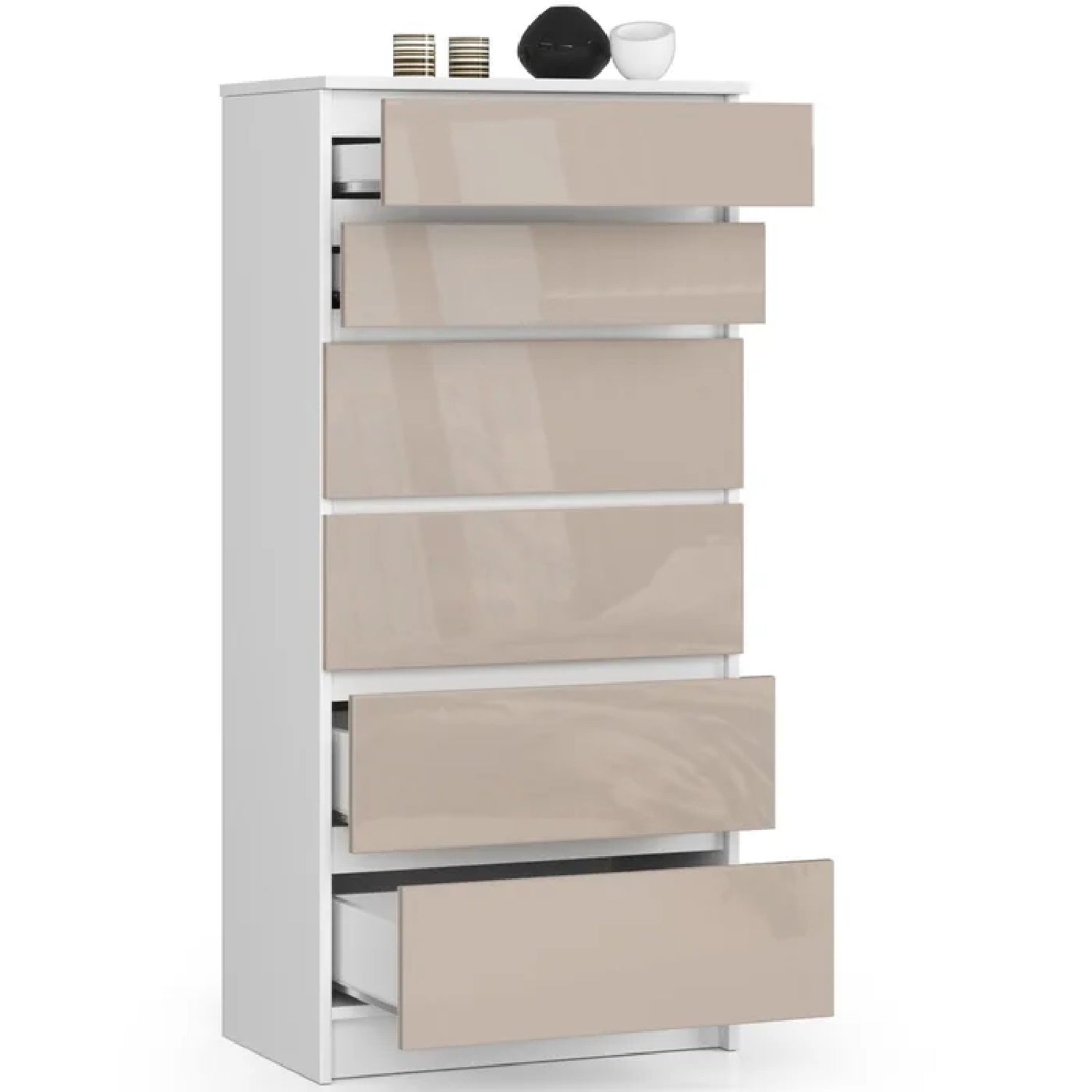 Elora 6 Tallboy Drawers - Cappuccino Gloss