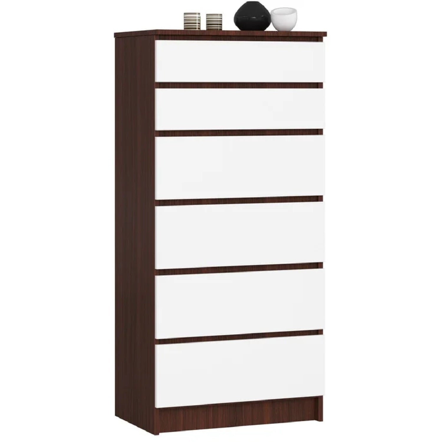 Elora 6 Tallboy Drawers - Dark Brown and Alder