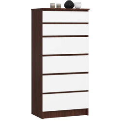 Elora 6 Drawer Tallboy - Dark Brown and Alder