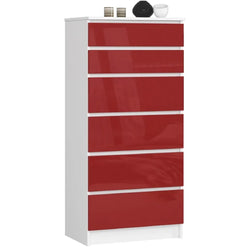Elora 6 Drawer Tallboy - Red Gloss