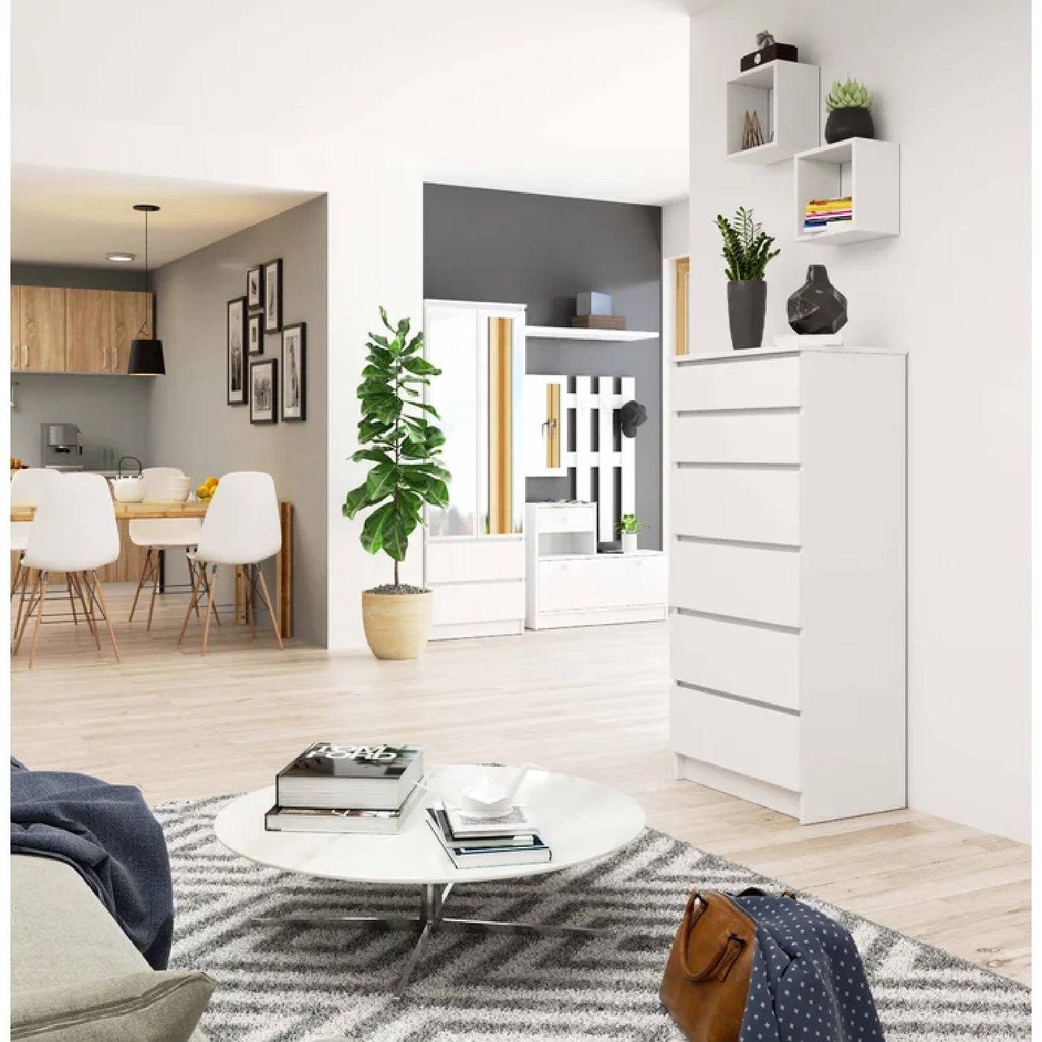 Elora 6 Tallboy Drawers - White