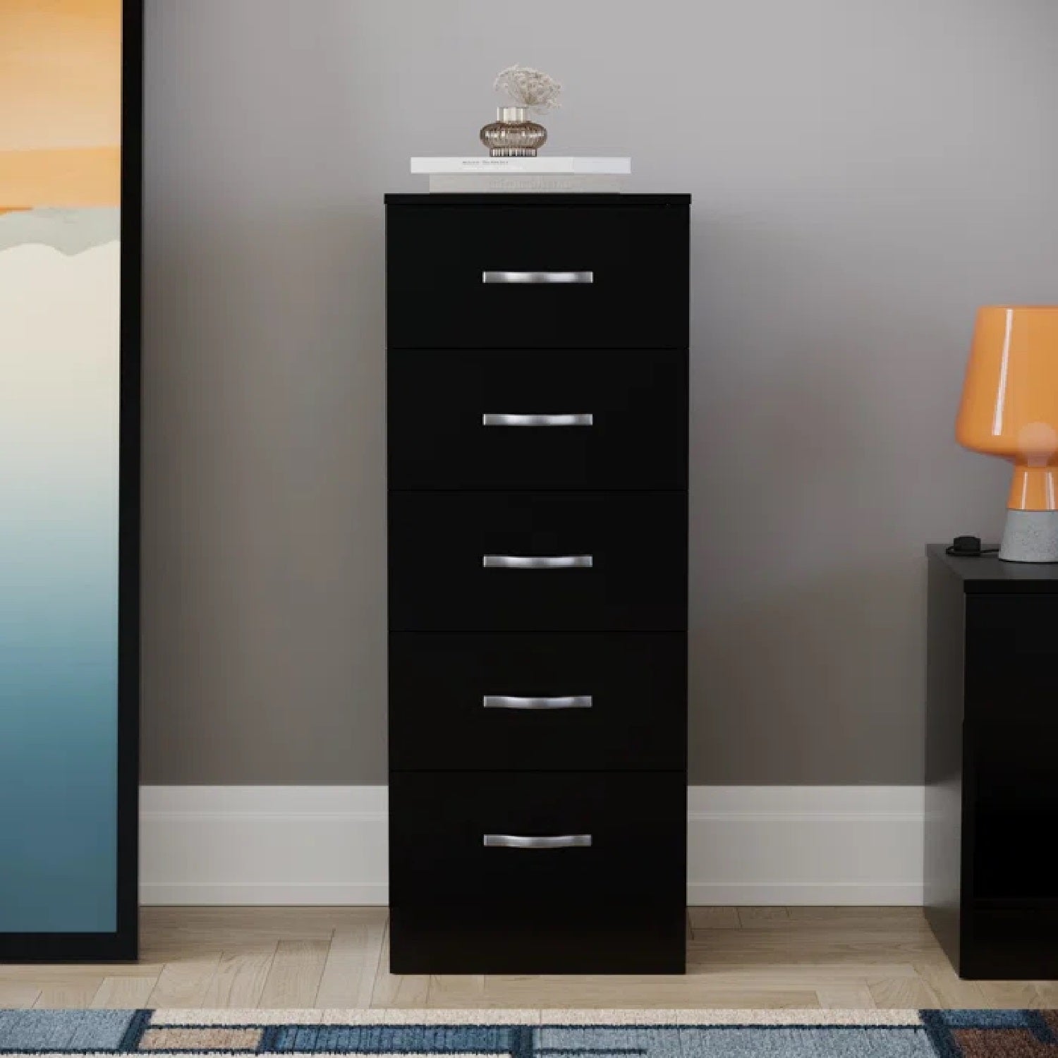 Levi 5 Tallboy Drawers - Black