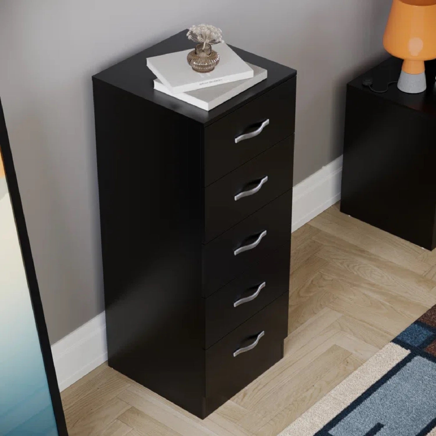 Levi 5 Tallboy Drawers - Black