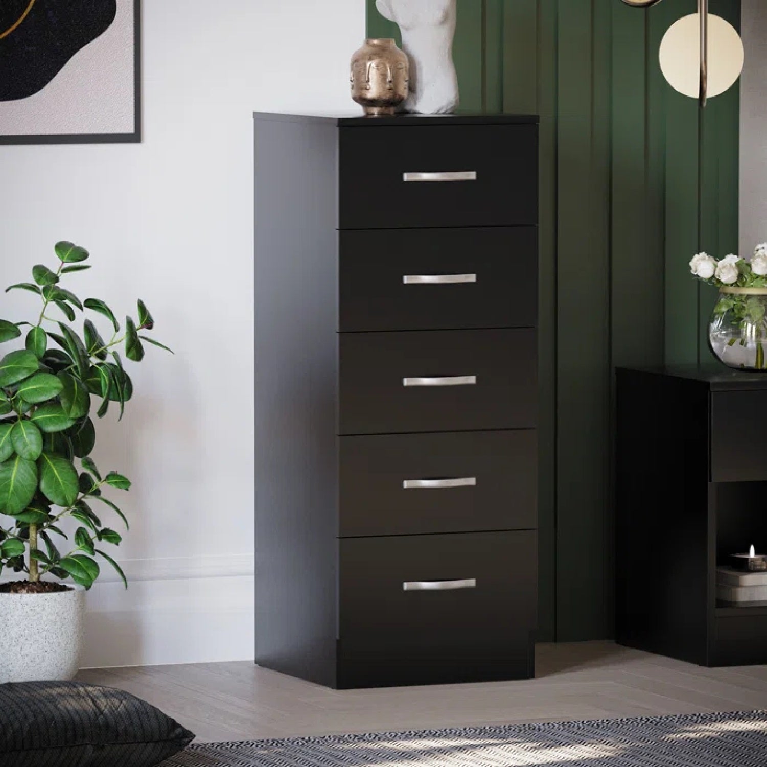 Levi 5 Tallboy Drawers - Black