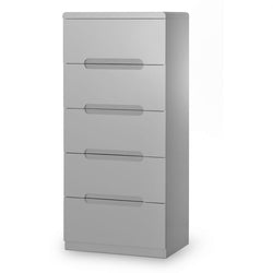 Mistie 5 Tallboy Drawers - High Gloss Grey