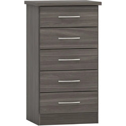 Nyla 5 Drawer Tallboy - Black Wood Grain
