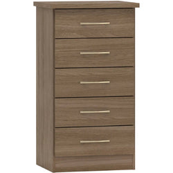 Nyla 5 Drawer Tallboy - Rustic Oak