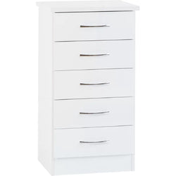Nyla 5 Drawer Tallboy - White Gloss