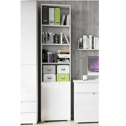 Straton Tall Bookcase with 1 Door - White
