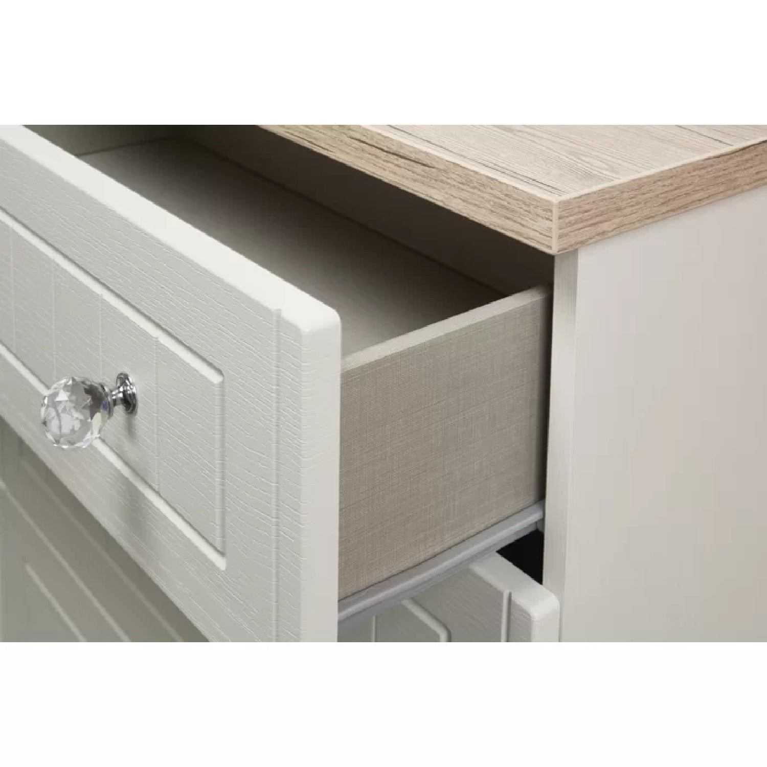 Zuri 5 Tallboy Drawers - Cream Ash and Bordeaux Oak