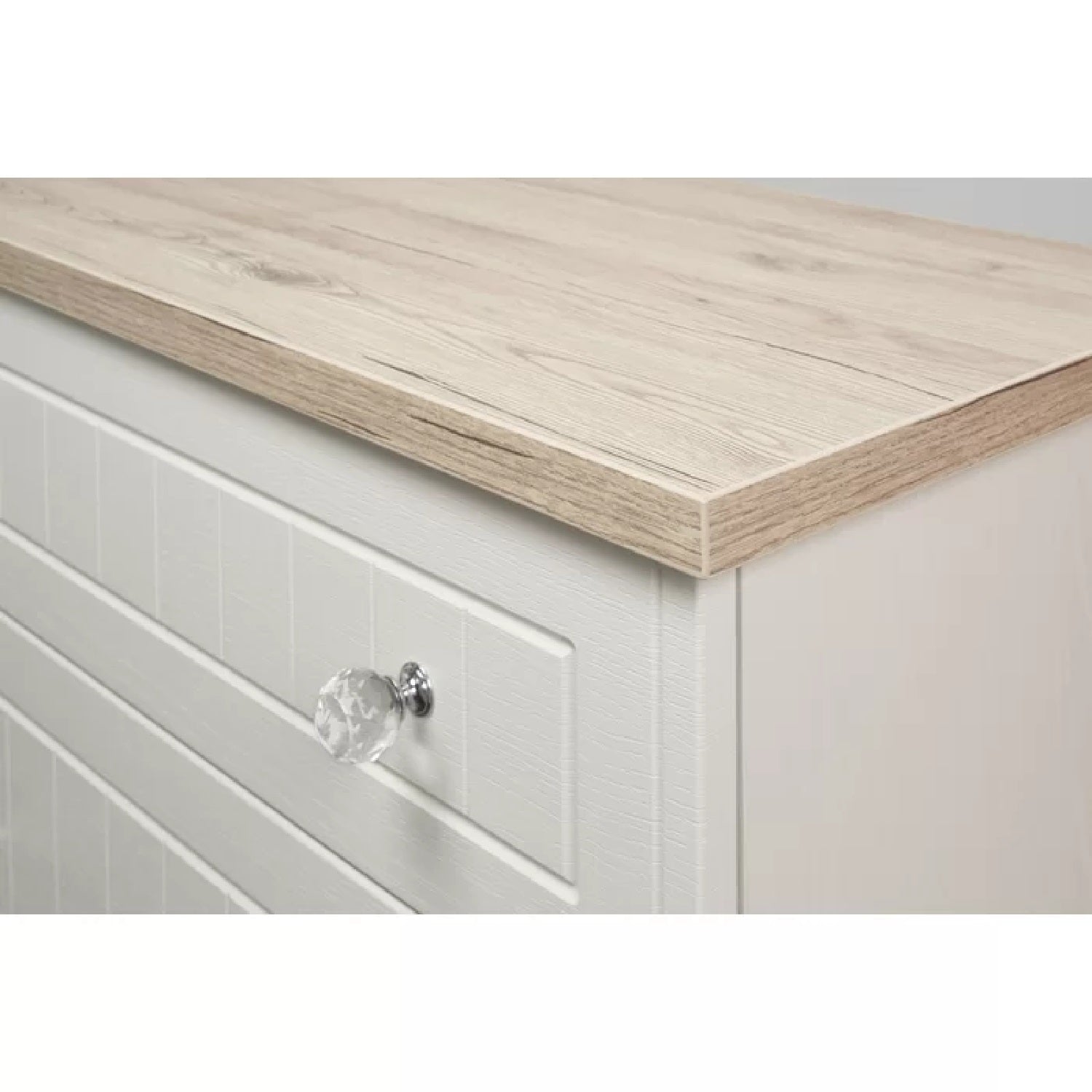 Zuri 5 Tallboy Drawers - Cream Ash and Bordeaux Oak