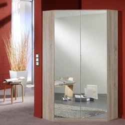 Ander Corner Wardrobe with 2 Doors - Oak and Mirrored