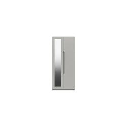 Adras 2 Door Wardrobe - Mirrored and Light Grey Gloss