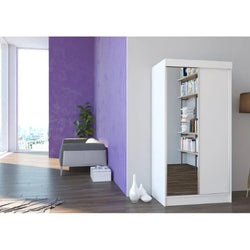 Arlo Wardrobe with Sliding Door - Mirrored and White Matt