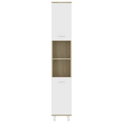 Averi Tallboy Bathroom Cabinet - White and Sonoma Oak