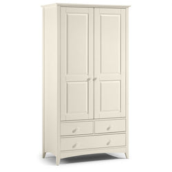 Catia 2 Door Tallboy Wardrobe with Drawers - Stone White