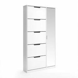 Circe Shoe Cupboard - White and Mirrored