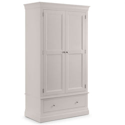Clem 2 Door Tallboy Wardrobe with Drawers - Light Grey