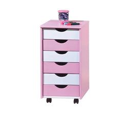 Connor 6 Drawer Tallboy - White and Pink