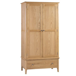 Coyle 2 Door Tallboy Wardrobe with Drawers - Natural Satin