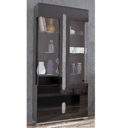 Elerton Cupboard - Black Gloss and Grey