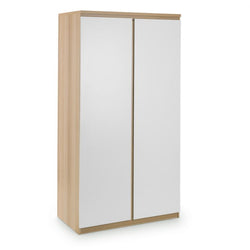 Joriz 2 Door Tallboy Wardrobe - White & Oak
