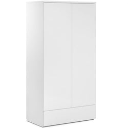 Monish 2 Door Tallboy Wardrobe with Drawers - High Gloss White